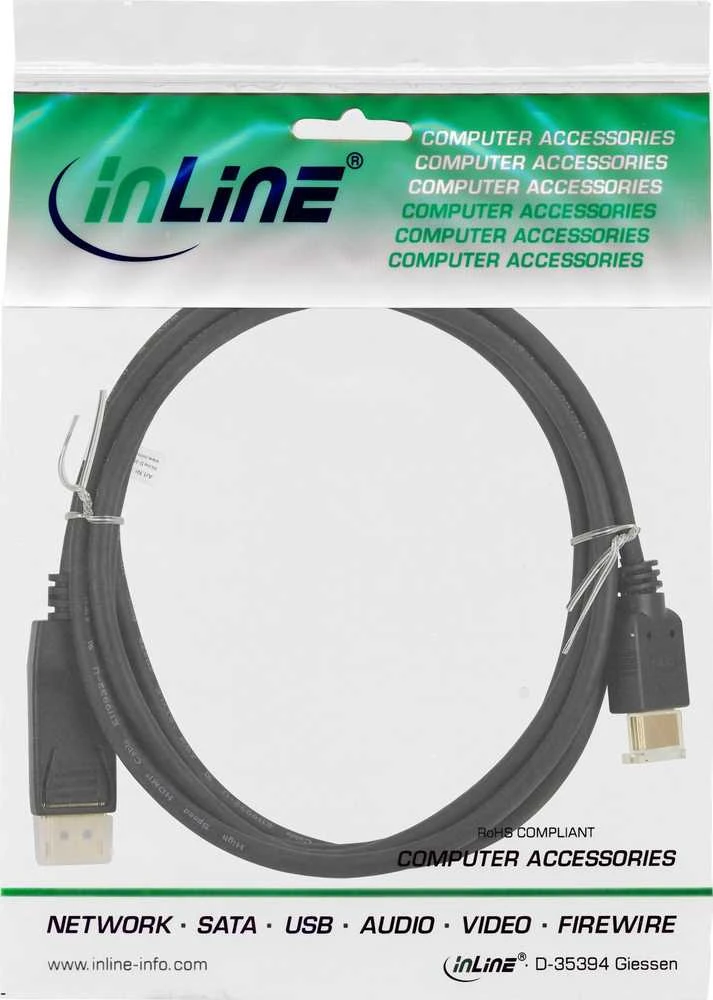 Kabelis InLine DisplayPort - HDMI 1m juoda (17181)