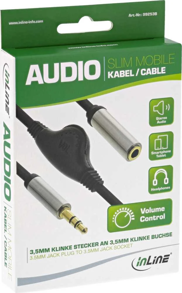 Kabelis InLine Jack 3.5mm - Jack 3.5mm 0.25m juoda (99253B)