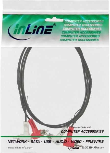 Intos InLine 2 x RCA kištukas - 2 x RCA kištukinis kabelis su kampinėmis jungtimis, 1,2 m