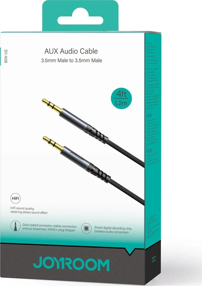 Audio kabelis Joyroom SY-A08 3,5mm to 3,5mm 1.2m juodas