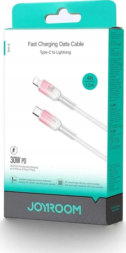 Kabelis USB-C Lightning Joyroom S-A42 30W 1,2m baltos spalvos