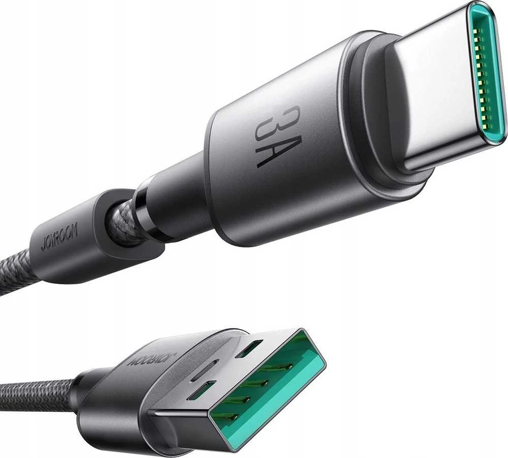 USB kabelis Joyroom SA-50 USB-A to USB-C 3A 1.2m tamsiai pilkas