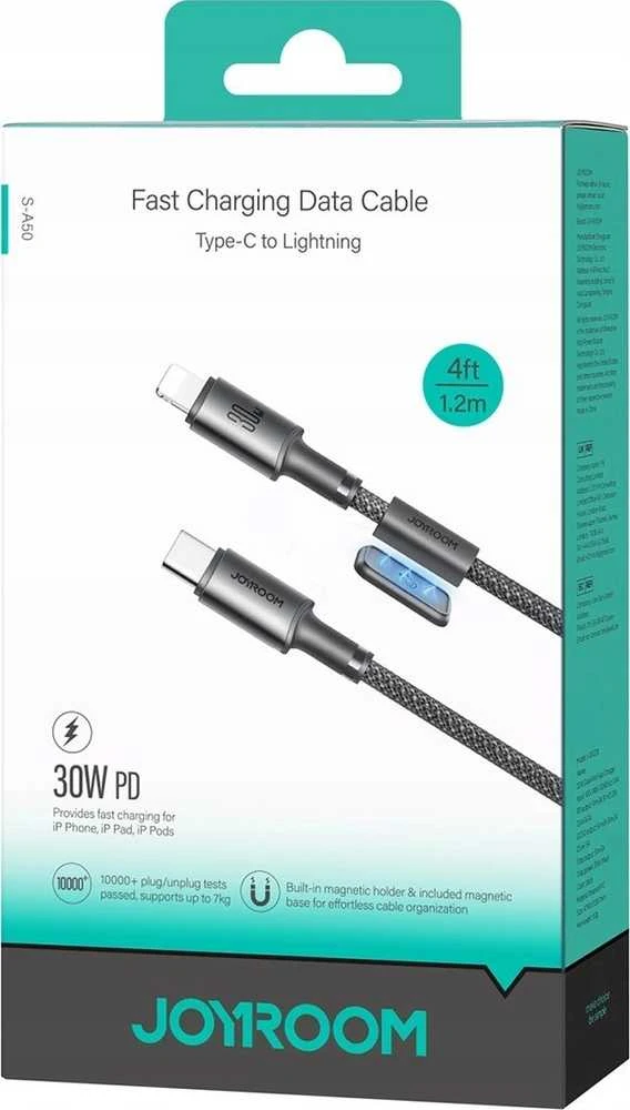 USB kabelis Joyroom SA-50 USB-C to Lightning 30W 1.2m tamsiai pilkas