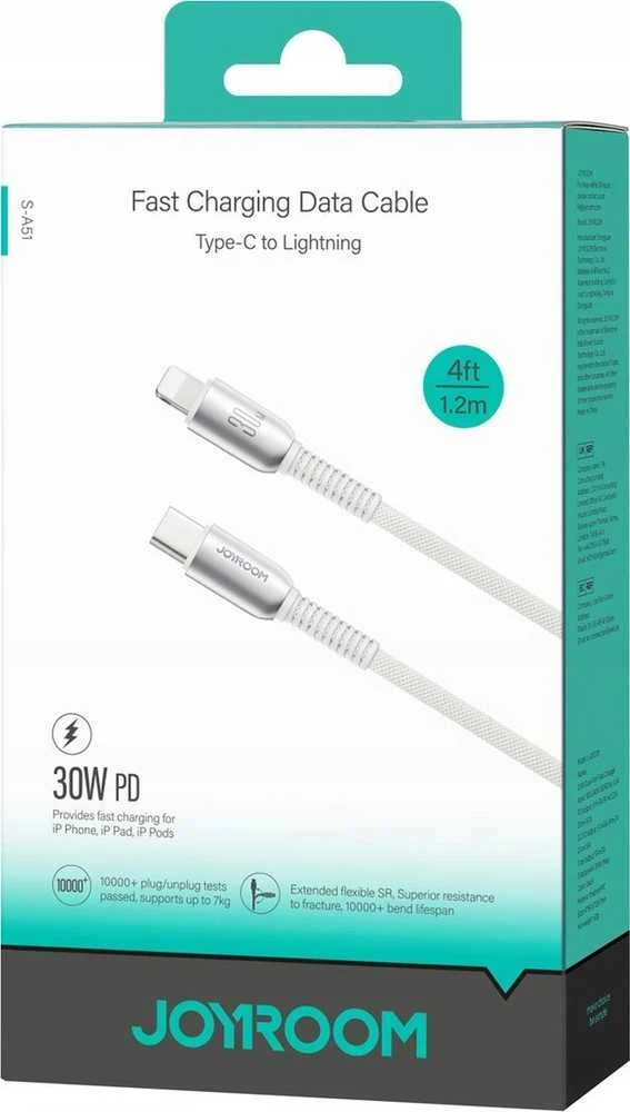USB laidas Joyroom S-A51 USB-C iki Lightning 30W 1.2m pilkas