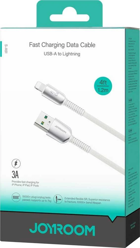USB kabelis Joyroom S-A51 USB-A į Lightning 3A 1.2m pilkas
