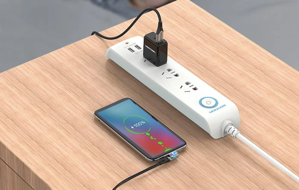 Vention Ventiliacijos TAKHF USB-C į USB-C 5A kampinis kabelis (pilkas)