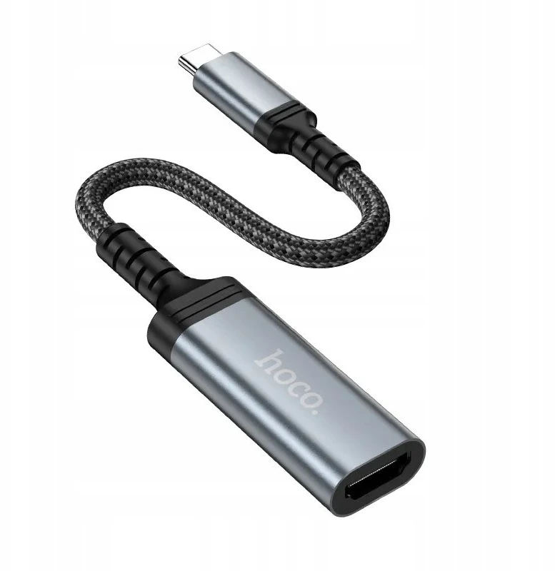 USB C į HDTV konvertavimo kabelis Hoco 4K 30Hz 0,2 m UA43A metalinis pilkas