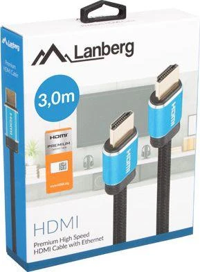 LANBERG CA-HDMI-20CU-0030-BL Lanberg kabelis HDMI M/M V2.0 3m Juodas Premium