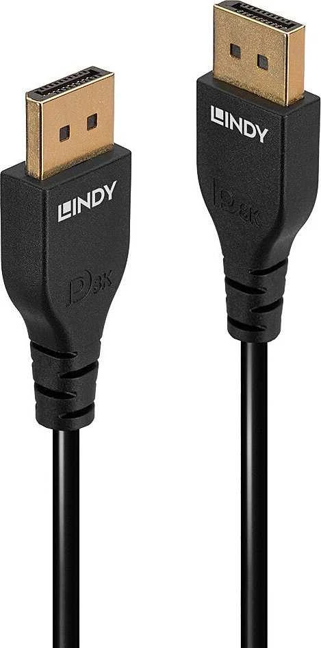 DisplayPort Kabelis - LINDY Slim DisplayPort 1.4 Kabelis, 0.5 m, Juodas