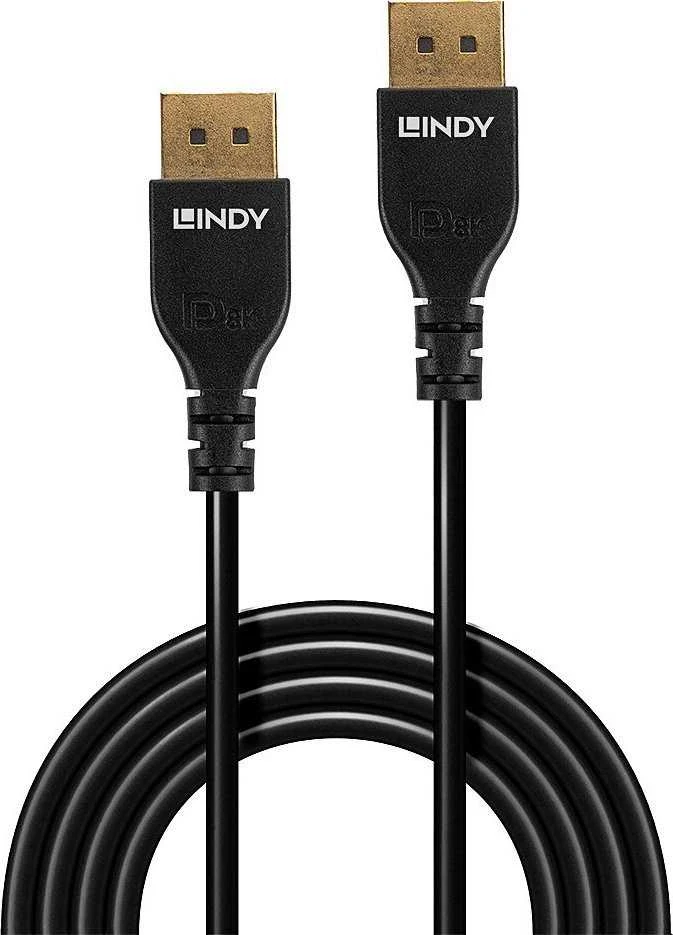 DisplayPort Kabelis - LINDY Slim DisplayPort 1.4 Kabelis, 3 m, Juodas