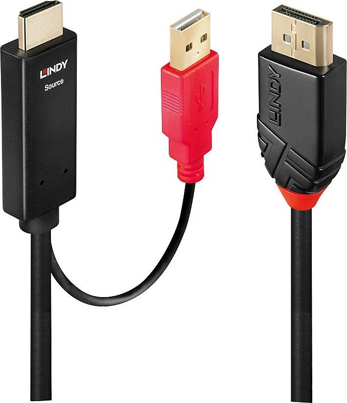Adapteris - LINDY HDMI į DisplayPort 4K30Hz 0.5m kabelis