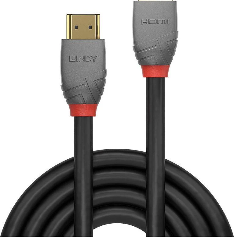 LINDY HDMI prailginimo laidas su raudonais žiedais