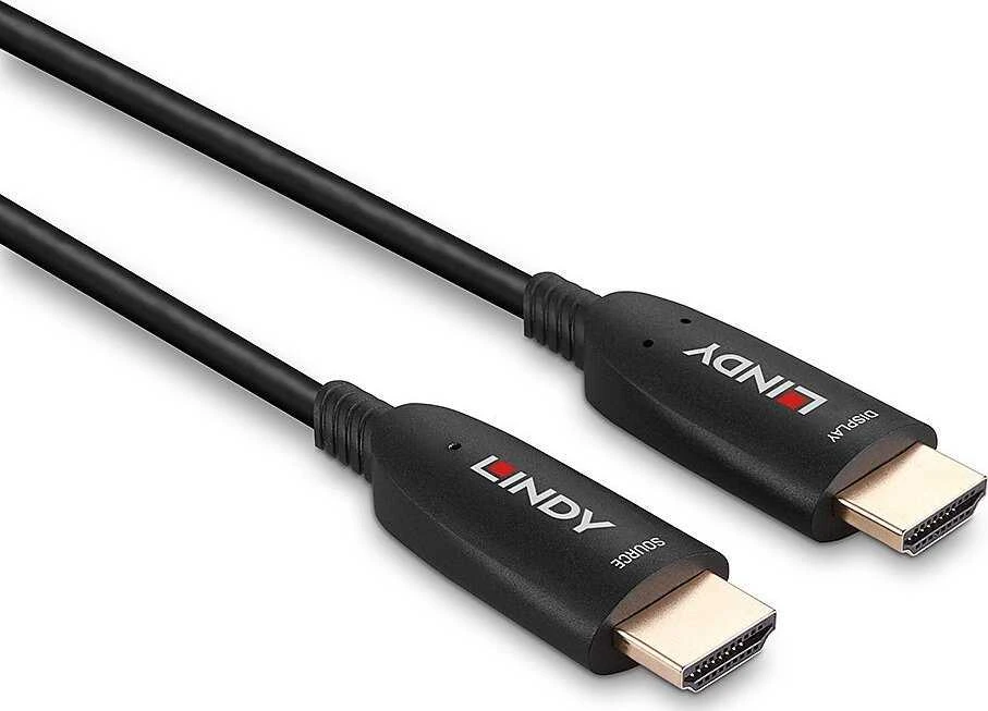 HDMI Laidas - LINDY Šviesolaidinis Hibridinis HDMI 8K60 Laidas, 20 m, Juodas