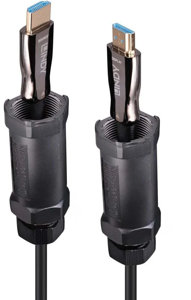 HDMi Kabelis - LINDY Apsaugotas Pluoštinis Hibridinis HDMI 8K60 Kabelis, 20 m, Juodas