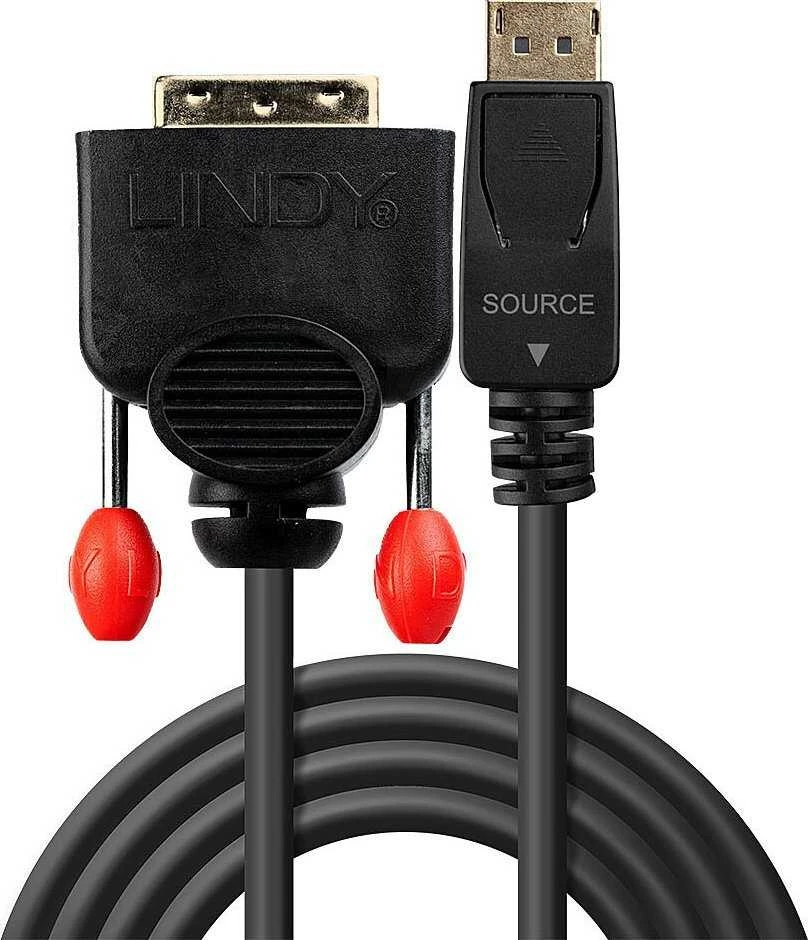 Adapteris - LINDY DisplayPort į DVI Adapterio Kabelis, 0.5 m, Juodas