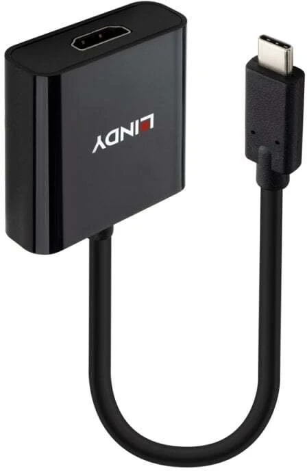 Kabelis USB Lindy Adapteris kablowy 43438 0,15 m USB Type-C HDMI Juodas