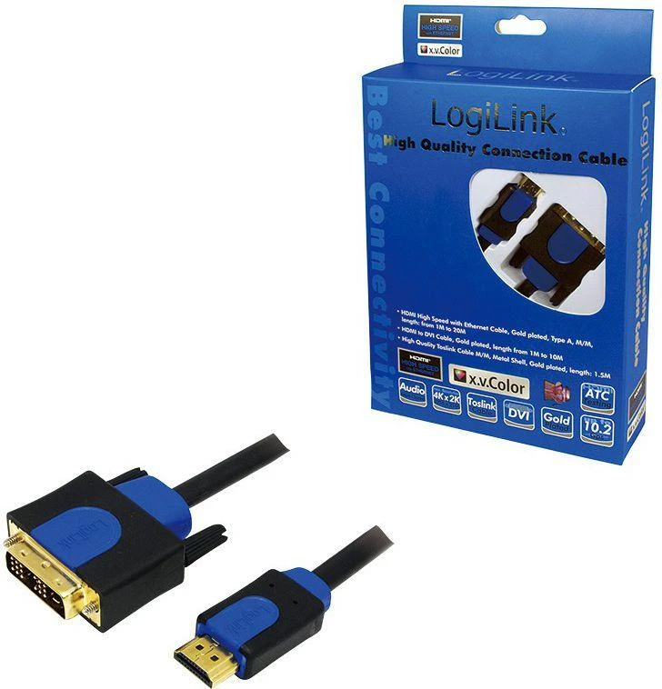 LogiLink kabelis su HDMI ir DVI jungtimis