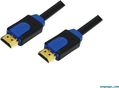 HDMI laidas su mėlynos spalvos jungčių korpusais
