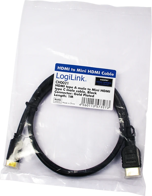 Kabelis LogiLink HDMI Mini - HDMI 1m juoda (CH0021)
