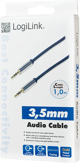 LOGILINK CA10100 LOGILINK - Garso kabelis 3.5 Stereo M/M, tiesus, 1.00 m, mėlynas