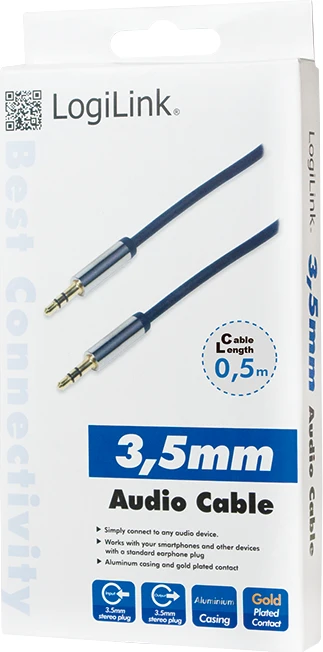 LOGILINK CA10050 LOGILINK - Garso kabelis 3.5 Stereo M/M, tiesus, 0.50 m, mėlynas