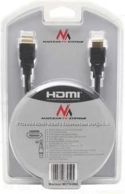 Przewód, HDMI-HDMI v1.4 „Maclean“ kabelis, auksinis eterneto kabelis, 30AWG, 1,8 m, MCTV-524