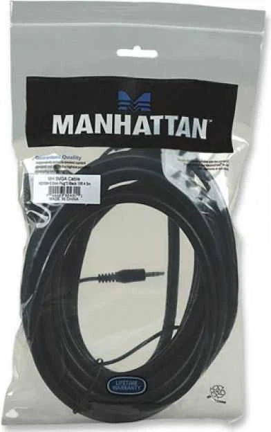 Kabelis Manhattan D-Sub (VGA) - D-Sub (VGA) + Jack 3.5mm 4.5m juoda (324311)