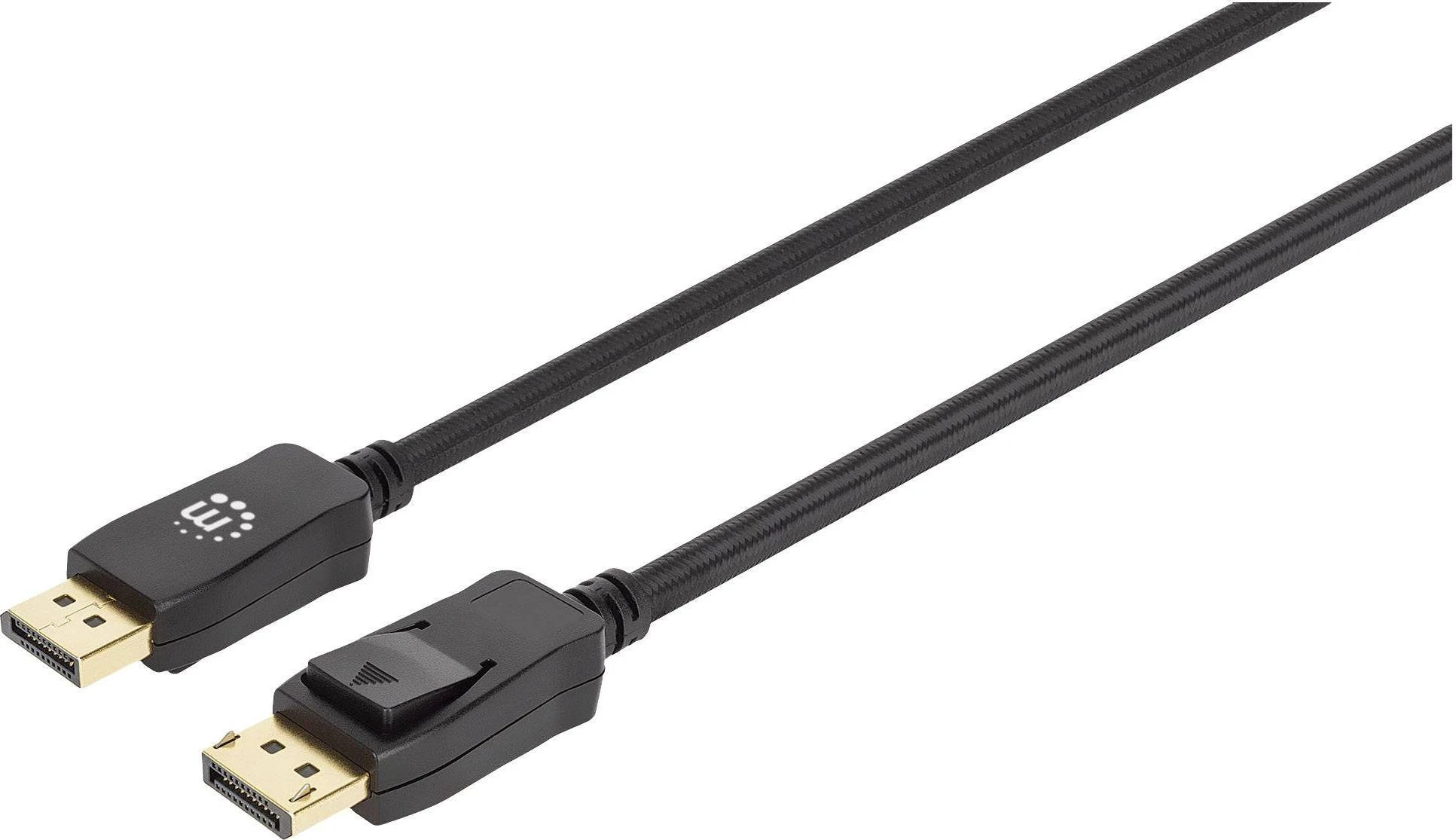 Juodas Manhattan DisplayPort laidas su fiksatoriais