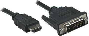 StarTech Intracom MANHATTAN HDMI / DVI Cable 1.8m juodas HDMI 19 kontaktų kištukas DVI-D 24+1 male auksinis padengtas jungtys