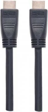 MANHATTAN CL3 didelės spartos HDMI kabelis 10m su eterneto vidinės sienelės vardiniu HDMI kištuku į kištuku ekranuotas Juodas