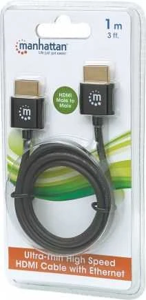 Manhattan 394352 HDMI kabelis 1 m HDMI A tipo (standartinis) Juoda