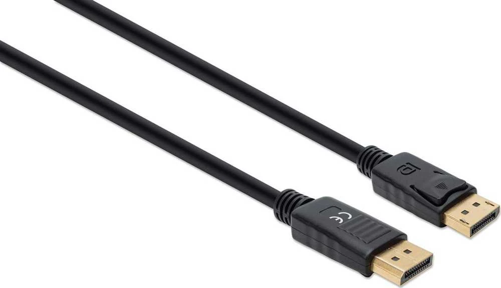 MANHATTAN 8K@60Hz DisplayPort DP 1.4 Cable, 1.0m, Palaiko 4K@144Hz, HDR, Paauksuoti kontaktai, juodas, 355568