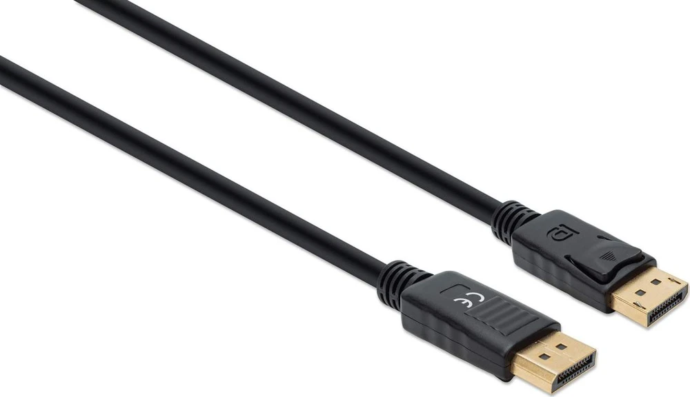 MANHATTAN 8K@60Hz DisplayPort DP 1.4 Cable, 3.0m, Palaiko 4K@144Hz, HDR, Paauksuoti kontaktai, juodas, 355582