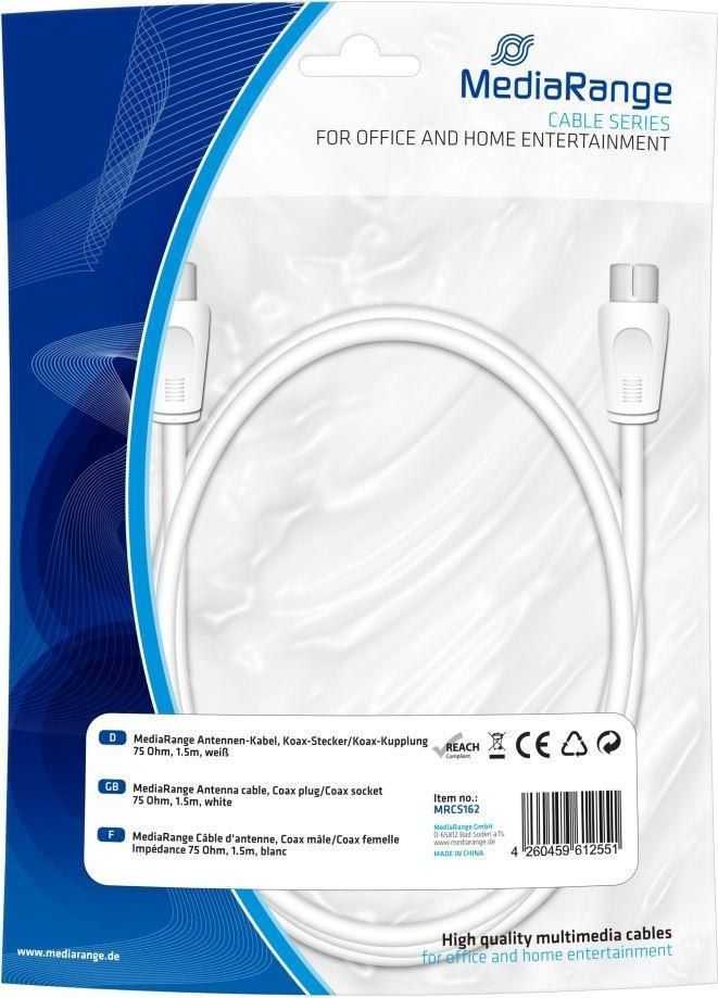 Kabelis MediaRange Santrumpa 1,5m Balta (MRCS162)