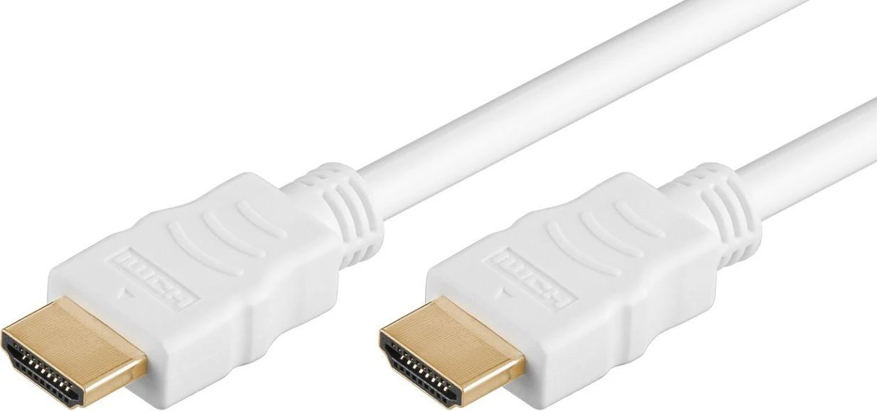 Baltas HDMI laidas su auksuotomis jungtimis