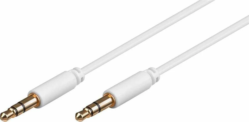 Baltas 3.5 mm stereo audio kabelis su auksuotomis jungtimis