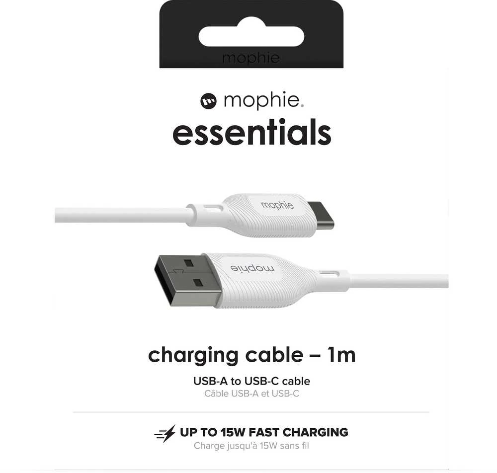 Zagg Mophie Charge Essentials USB-A – USB-C kabelis 1 m – baltas