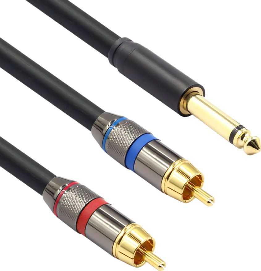 Kabelis Mozos Jack 6,3mm - RCA (Cinch) x2 3m juoda (MCABLE- 2JT2R)