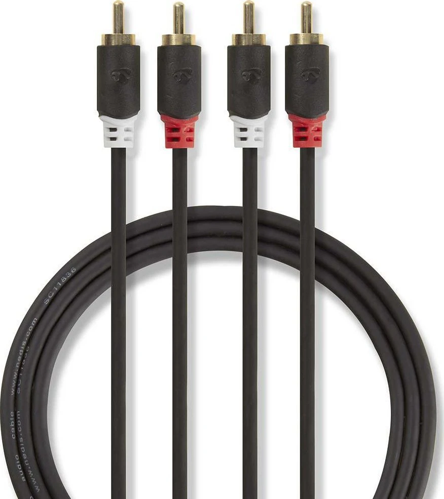 Kabelis Nedis Audio Cable 2x RCA -> 2 x RCA 2m Juodas