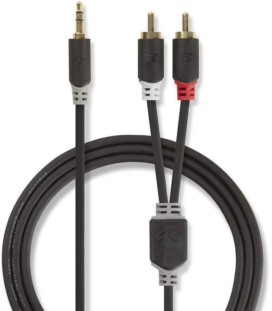 Nedis Aux į 2x RCA 0.5m garso kabelis
