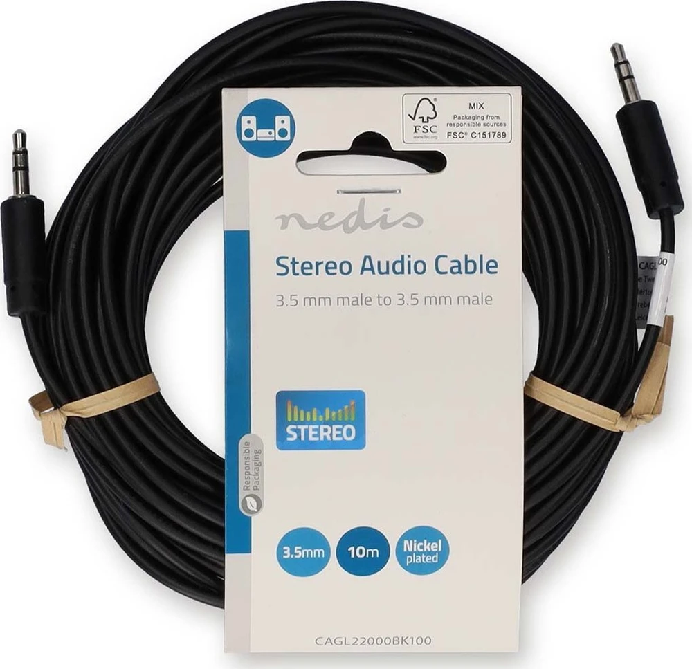 Kabelis Nedis 3.5mm 10 m (CAGL22000BK100)