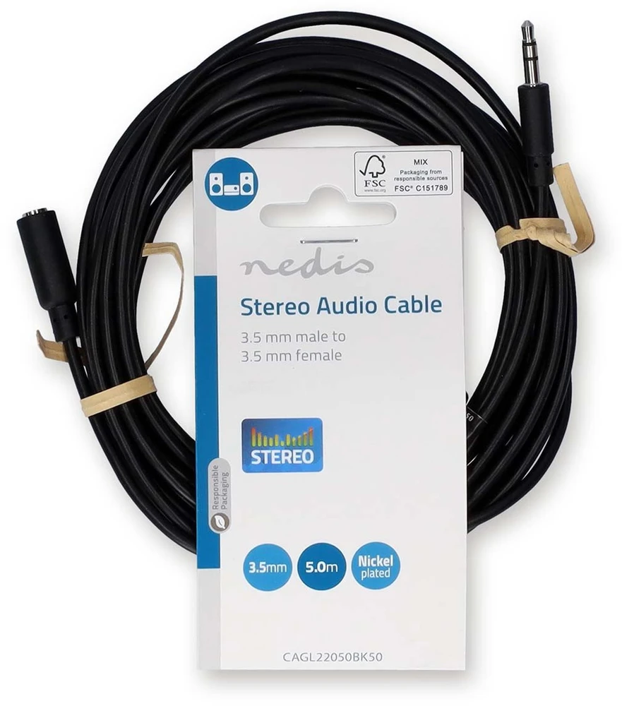 Nedis 5m ilgio 3.5mm audio ilgintuvas pakuotėje