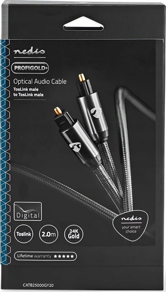 Kabelis Nedis Toslink 2 m Pilka (CATB25000GY20)