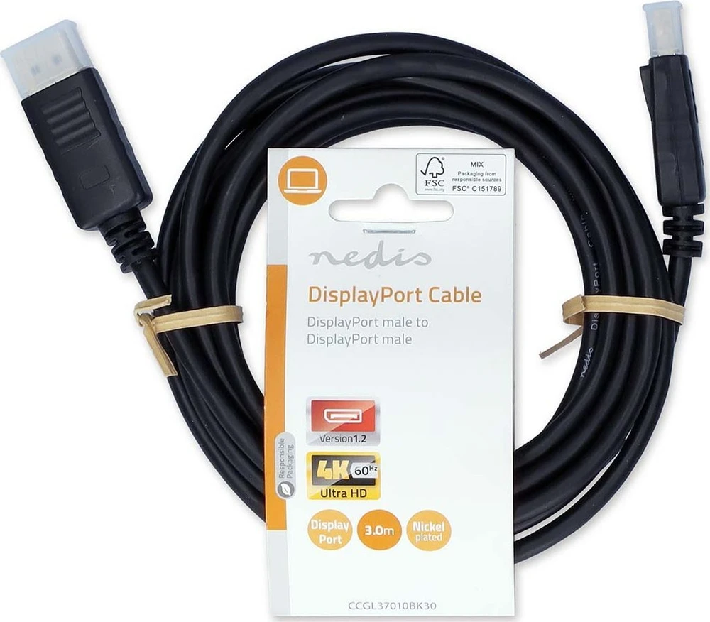 DisplayPort kabelis Nedis 3m su pakuote
