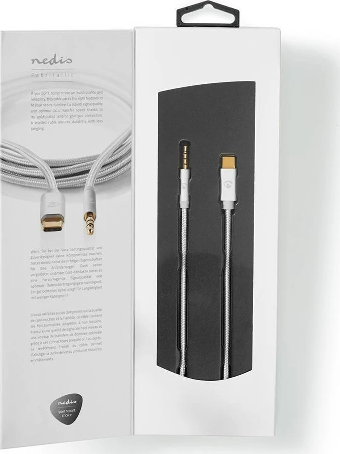 Nedis USB adapteris | USB 2.0 | USB-C™ jungtis | 3,5 mm kištukas | 1,00 m | apvalus | Paauksuotas | Pintas / nailonas | Aliuminis | Pakuotė su langu