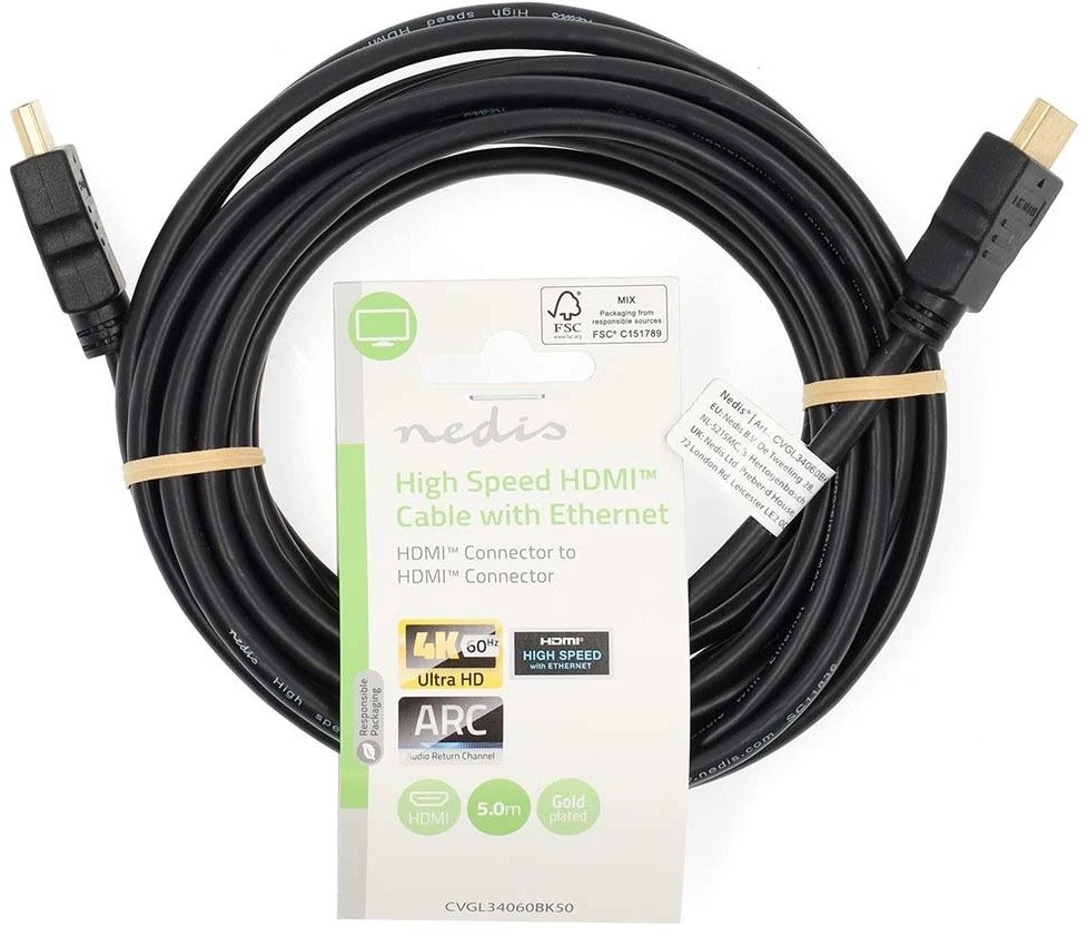 Kabelis Nedis CVGL34060BK50 HDMI kabelis 5m HDMI A tipo (standartinis) juodas