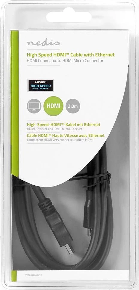 Nedis HDMI į HDMI micro kabelis pakuotėje