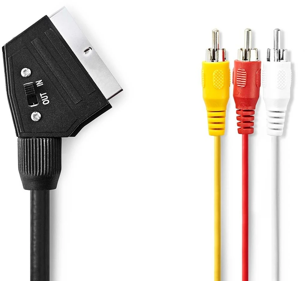 SCART į 3xRCA kabelis su IN/OUT jungikliu