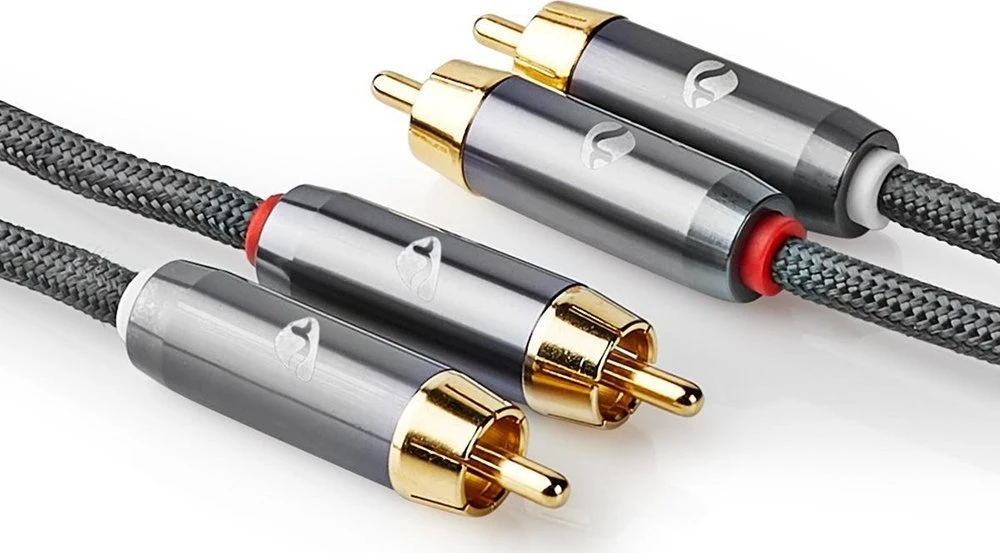 Kabelis Nedis RCA (Cinch) x2 - RCA (Cinch) x2 2m pilka (CATB24200GY20)
