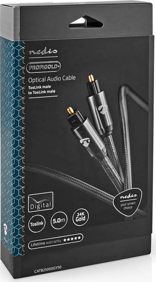 Kabelis Nedis Toslink - Toslink 5m pilka (CATB25000GY50)